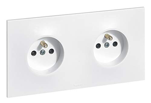 Legrand Double prise 2P+T pre-cablee horizontale Legrand - Neptune - Blanc