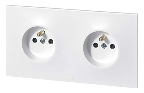 Double Prise De Courant Precablee Neptune Legrand 16a Rectangulaire Plastique Blanc