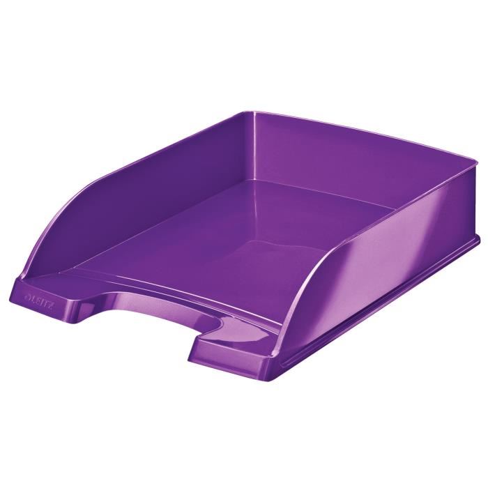 Corbeille a courrier Leitz Wow En polysthyrene. Aspect lisse et brillant. Superposable et decalable. Double porte-etiquette. Dimensions (l x h x p) : 25,5 x 7 x 35,7 cm. Violet Corbeille a courrier Leitz Wow - violet