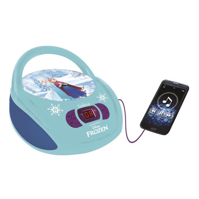 Lecteur Cd Portable Lexibook Reine Des Neiges Microphone Entree Audio Auxiliaire Bleu