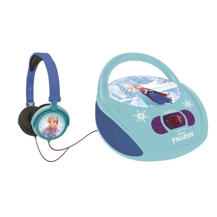 Lecteur Cd Portable Lexibook Reine Des Neiges Microphone Entree Audio Auxiliaire Bleu