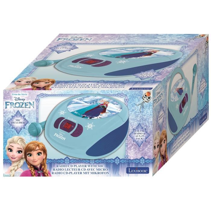 Lecteur Cd Portable Lexibook Reine Des Neiges Microphone Entree Audio Auxiliaire Bleu