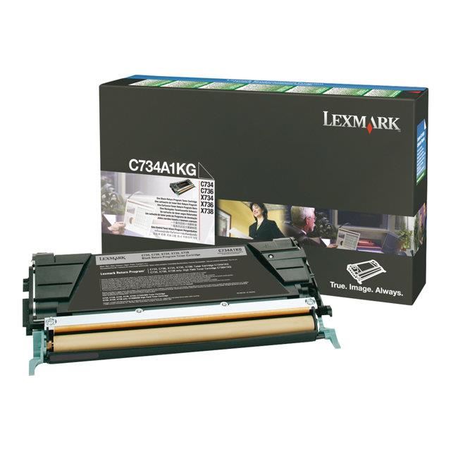 Lexmark D'origine Lexmark X 738 DTE toner (C734A1KG) noir, 8 000 pages, 1,17 centimes par page - remplace toner C734A1KG pour Lexmark X 738DTE