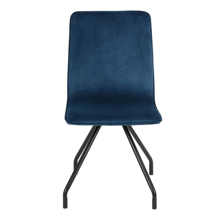 Linnea Velvet Lot De 2 Chaises De Salle A Manger Metal Revetu De Velours Bleu Contemporain L 46 X P 58 Cm