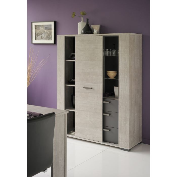 Argentier Porte Coulissante Chene Grise