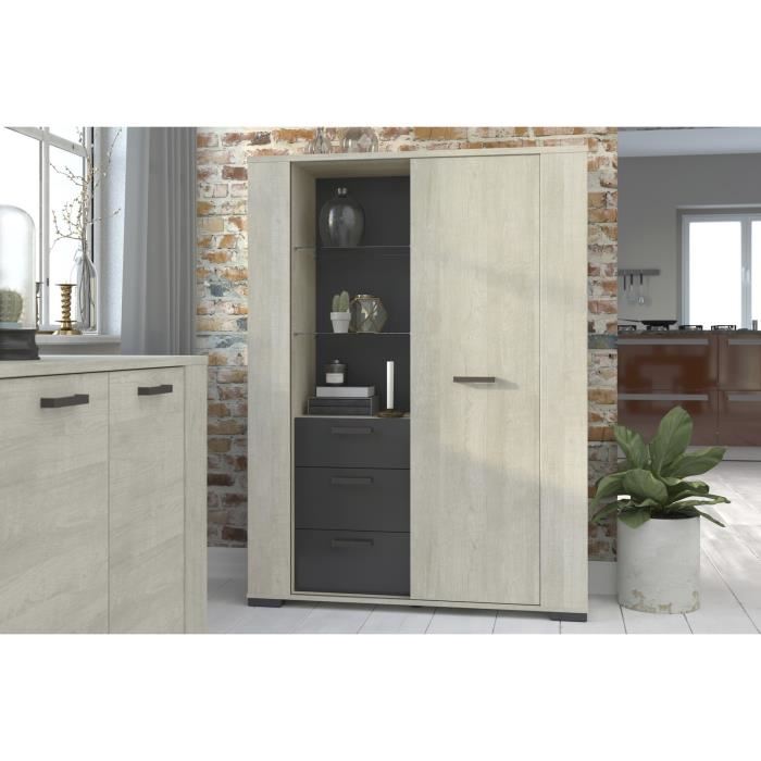 Argentier Porte Coulissante Chene Grise