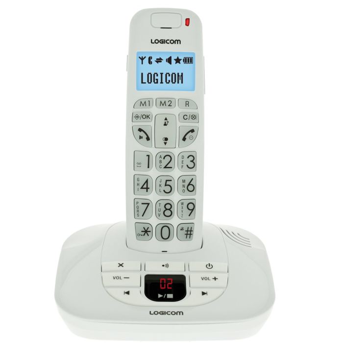 Logicom Confort 155t Telephone Sans Fil Repondeur Blanc Senior