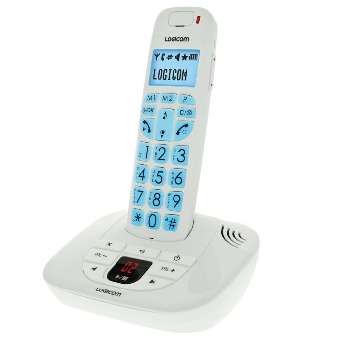 Logicom Confort 155T Telephone Sans Fil Repondeur Blanc Senior