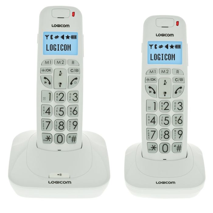 Logicom Confort 250 Duo Telephone Sans Fil Sans Repondeur Blanc Senior