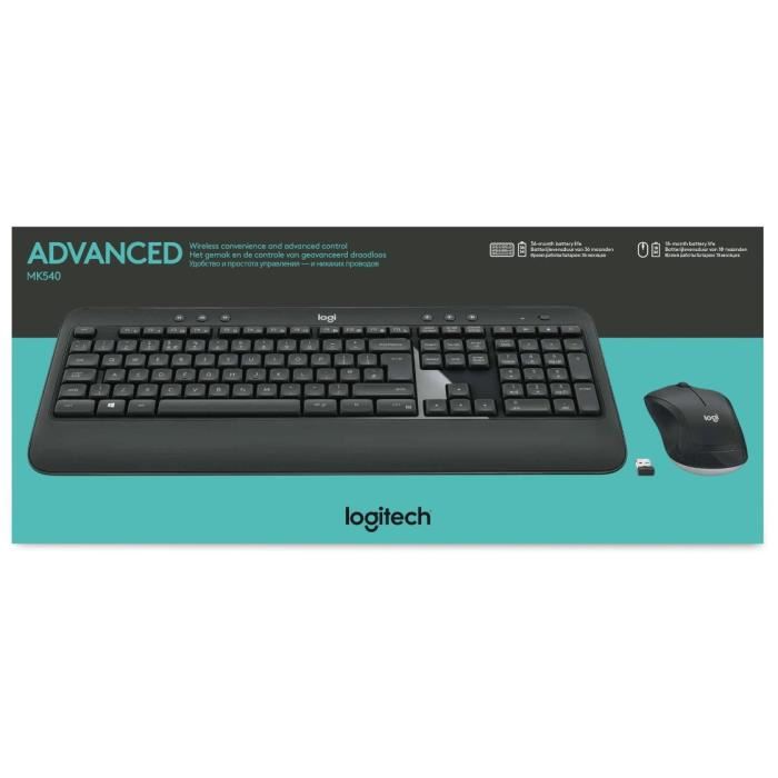 Ensemble Clavier Souris Sans Fil Logitech Mk540 Azerty Noir