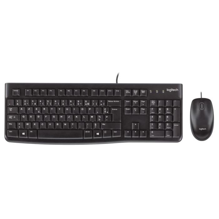 Ensemble Clavier Souris Filaire Logitech Mk120 Azerty Noir
