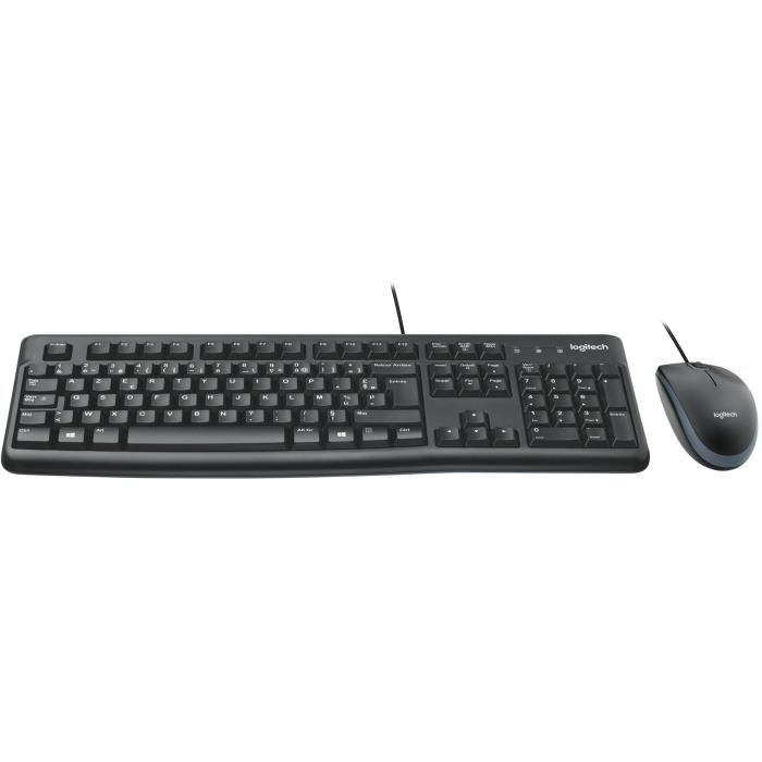 Ensemble Clavier Souris Filaire Logitech Mk120 Azerty Noir