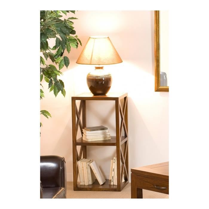 Macabane Eden - Étagere Marron 2 Cases 40 Cm Croisillons Bois Mindi
