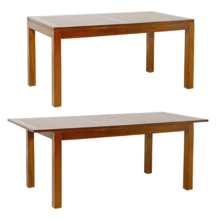 Macabane Eden - Table A Manger Rectangulaire Marron Rallonge 160/200cm Bois Mindi