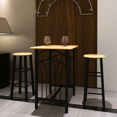 Vidaxl Ensemble De Table A Diner Bois Brun Roux Avec Noir Acier