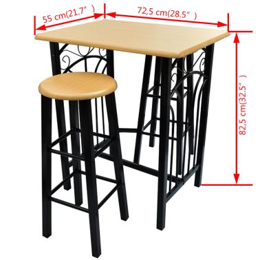 Vidaxl Ensemble De Table A Diner Bois Brun Roux Avec Noir Acier