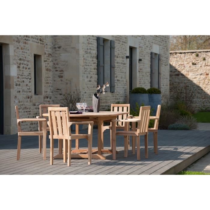 Macabane Ensemble De 2 Fauteuils De Jardin Empilables En Teck Marron 60x92x62cm