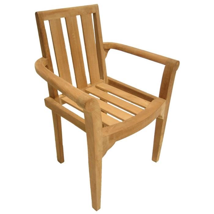 Macabane Ensemble De 2 Fauteuils De Jardin Empilables En Teck Marron 60x92x62cm