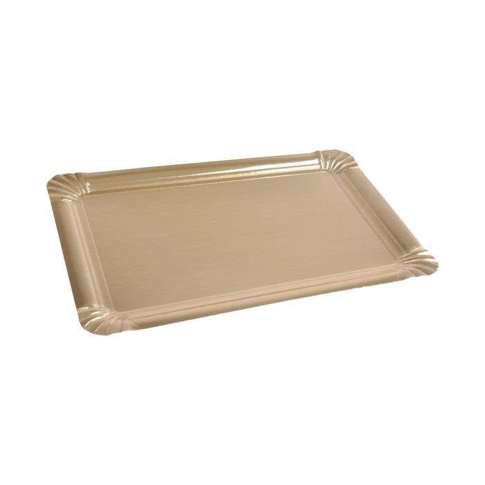 Lot de 5 plateaux rectangulaires jetables en carton 23x33 cm or