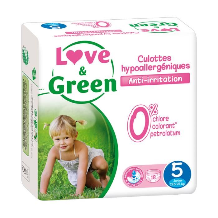 Love & Green Culottes Hypoallergeniques T5 12-25kg 18 Culottes