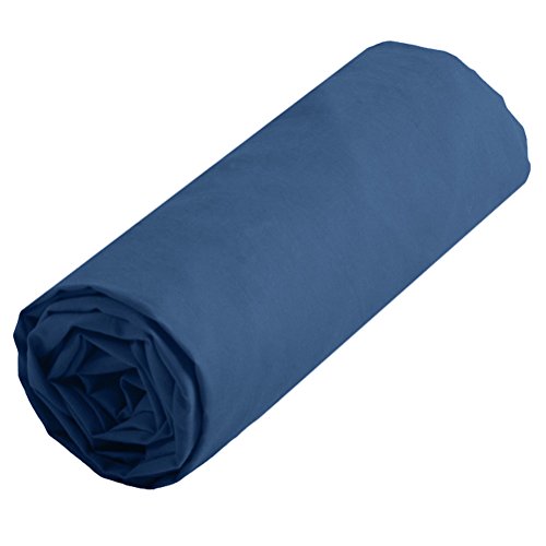 Drap Housse Uni En Coton Blue Jean 90 X 190 Cm