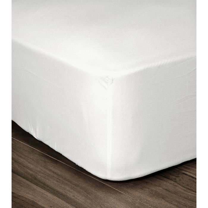 LOVELY HOME Drap Housse 100 coton 140x190x25 cm blanc