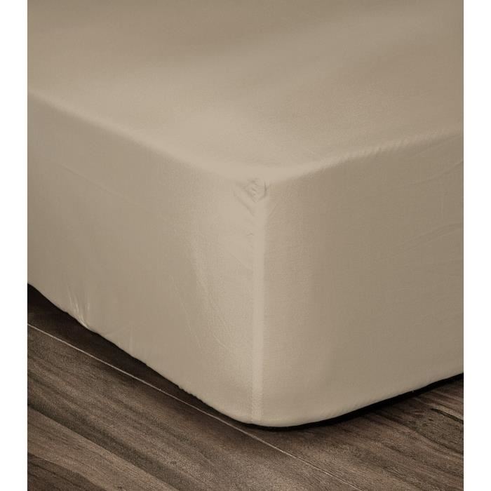 Lovely Home Drap Housse 100% Coton 160x200x25 Cm Beige