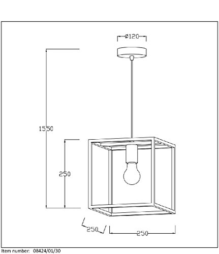 Lucide Suspension En Metal Carre H25cm Noir 25x155x25cm