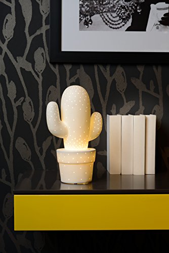 Lampe Cactus, E14 Lucide, Ceramique Blanc, 40 W H30.5cm