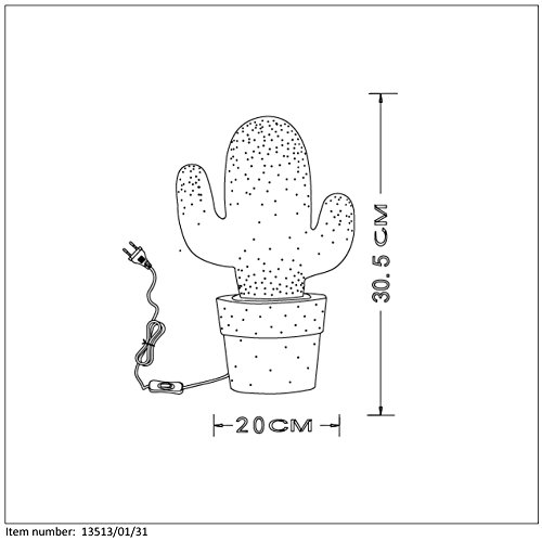 Lampe Cactus, E14 Lucide, Ceramique Blanc, 40 W H30.5cm