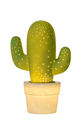 Lampe Cactus, E14 Lucide, Ceramique Vert, 40 W H30.5cm