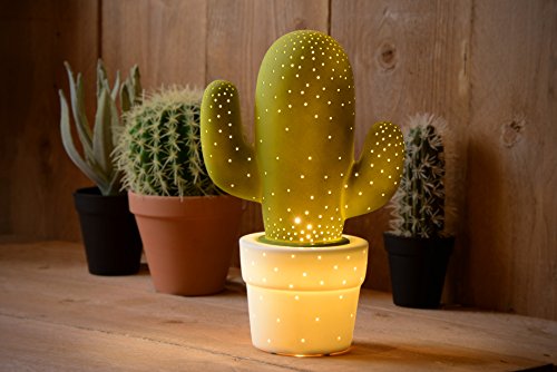 Lampe Cactus, E14 Lucide, Ceramique Vert, 40 W H30.5cm