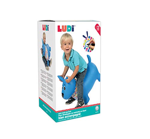 Ballon Sauteur Chien Bleu Ludi - Pour Enfant Des 10 Mois - Interieur Et Exterieur