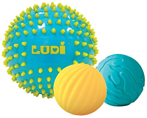 Balle Sensorielle Bleue Ludi Pour Bebe Plastique Souple Et Leger