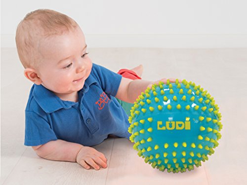 Balle Sensorielle Bleue Ludi Pour Bebe Plastique Souple Et Leger