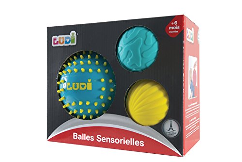 Balle Sensorielle Bleue Ludi Pour Bebe Plastique Souple Et Leger