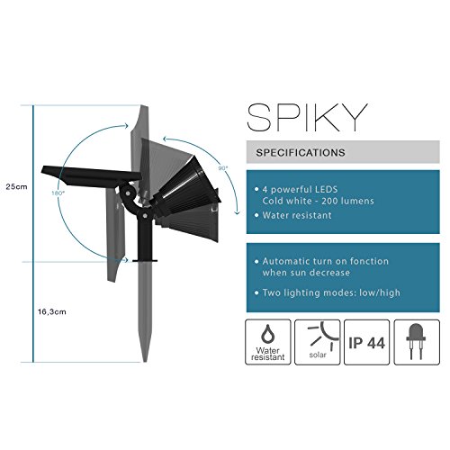 Spot Solaire Exterieur Etanche Lumisky 4 Leds Blanches 200 Lm Tete Pivotante A 90°c