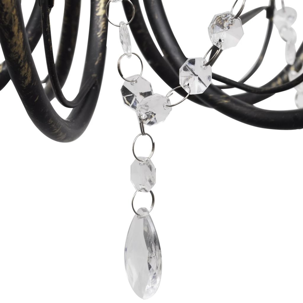 vidaXL Lustre metal noir style art nouveau perles crystal 3 x E14 Ampoules