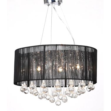 Lustre Moderne Plafonnier 3 Feux 85 Pampilles Cristal Noir 60344