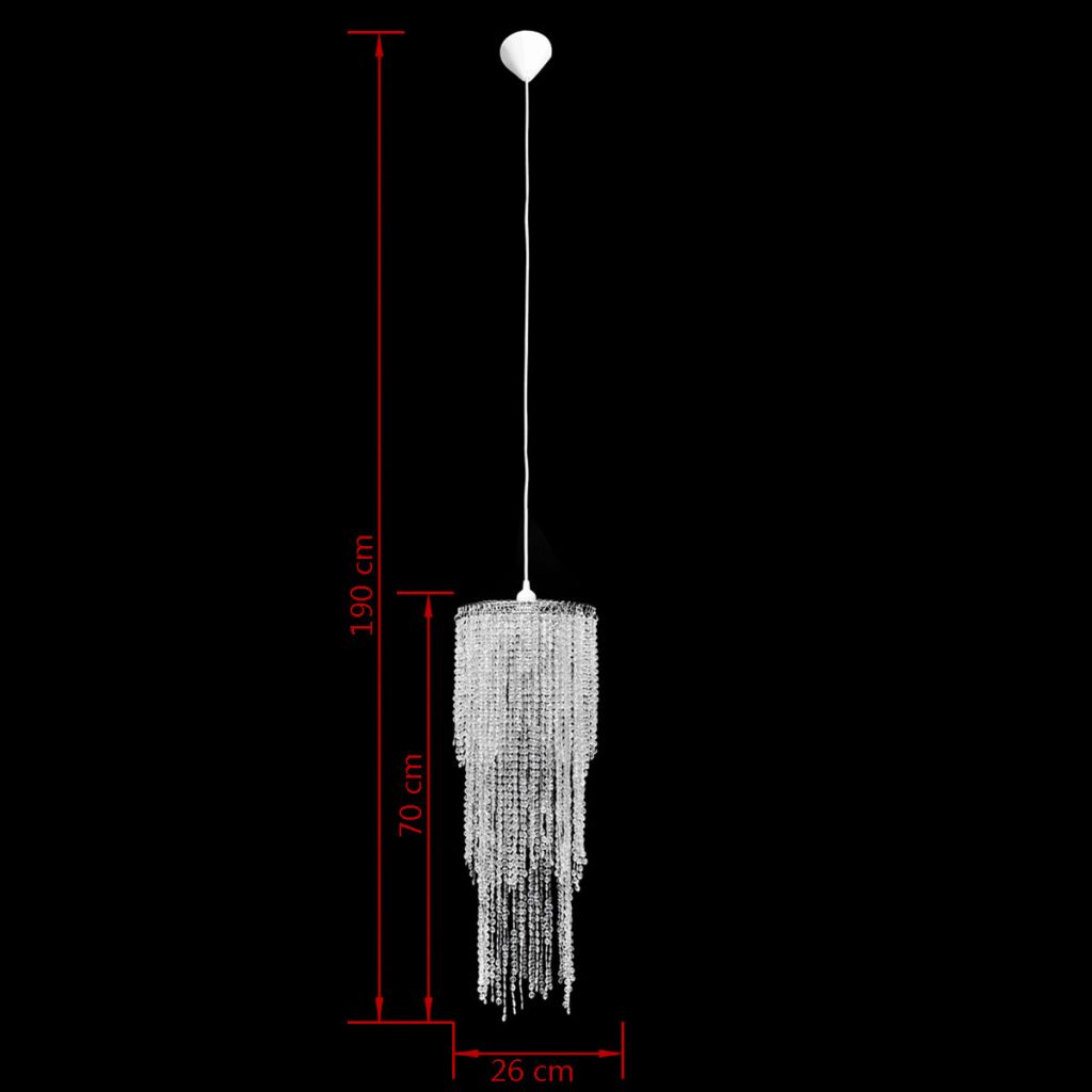 Lustre Suspendu Vidaxl Crystal 26 X 70 Cm E27 Style Industriel Cristal
