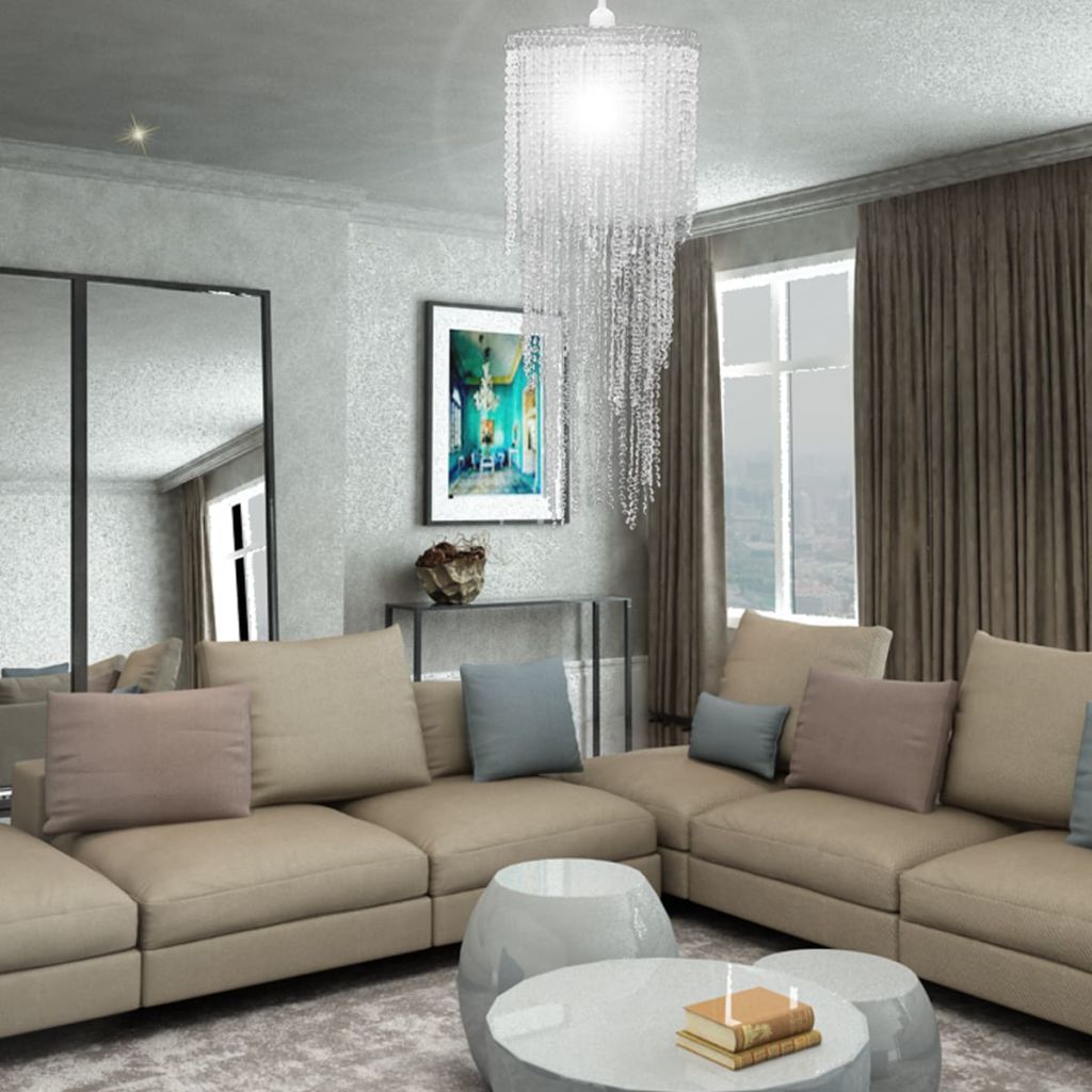 Lustre Suspendu Vidaxl Crystal 26 X 70 Cm E27 Style Industriel Cristal