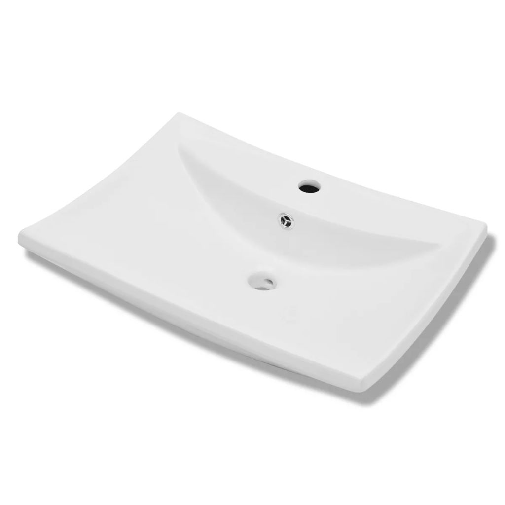 vidaXL Luxueuse vasque ceramique rectangulaire avec trop plein