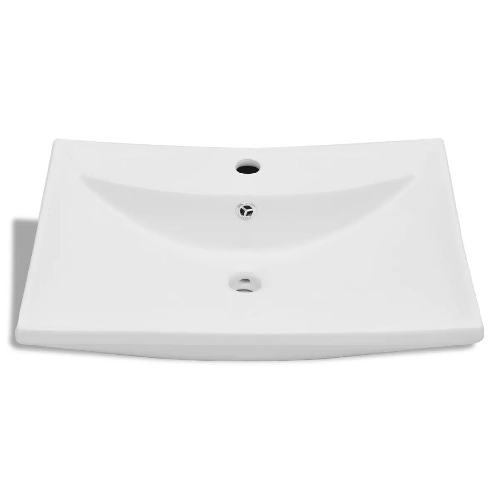 Vidaxl Luxueux Vasque Ceramique Rectangulaire Avec Trop Plein Lave Mains 140688