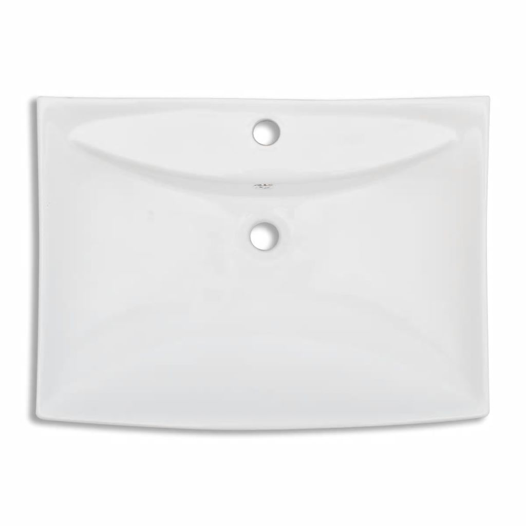 Vidaxl Luxueux Vasque Ceramique Rectangulaire Avec Trop Plein Lave Mains 140688