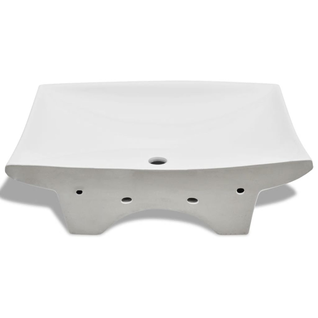 Vidaxl Luxueux Vasque Ceramique Rectangulaire Avec Trop Plein Lave Mains 140688