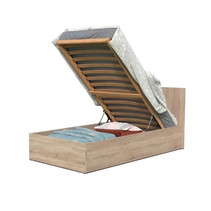 Weber Industries Lit Coffre, Effet Bois Clair, 90x190 Cm Beige 196x85x102cm