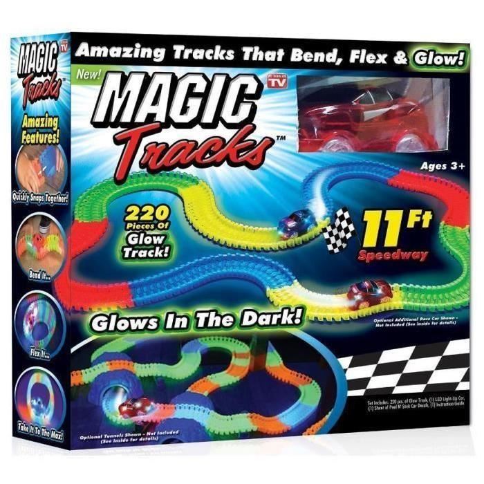 Circuit Modulable Lumineux Magic Tracks - Voiture Rouge - 335m - Mixte - A Partir De 3 Ans