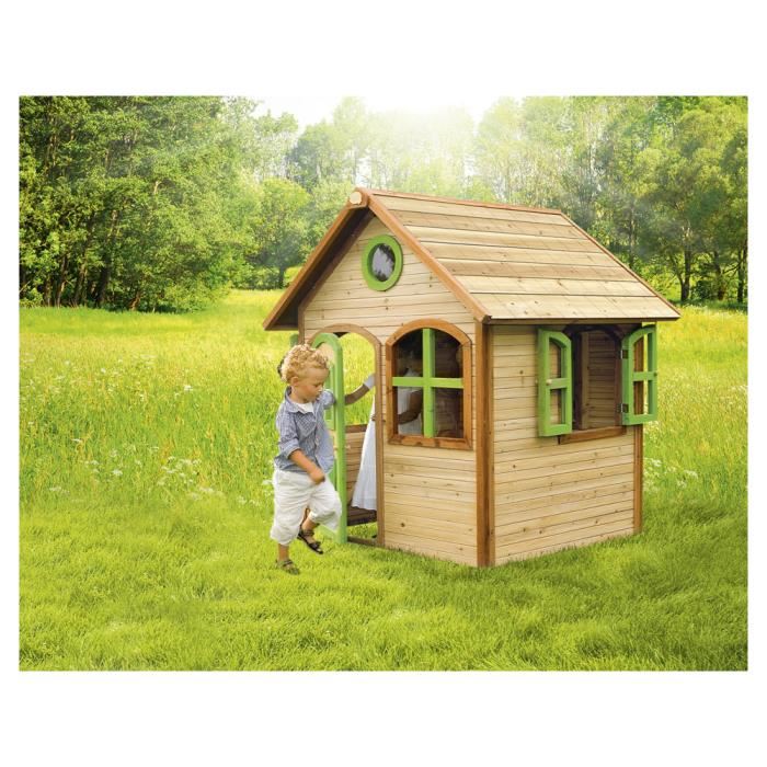 Maisonnette En Bois Pour Enfant Axi Julia Fsc Marron Vert 118x120x175cm