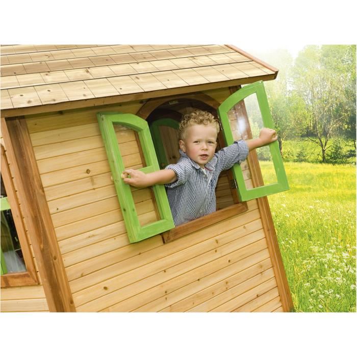Maisonnette En Bois Pour Enfant Axi Julia Fsc Marron Vert 118x120x175cm