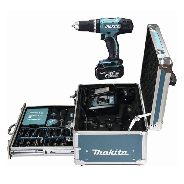 Visseuse Perceuse A Percussion Makita Dhp453rfx2 A Batteries Lxt 18 V (2 X 3,0 Ah)